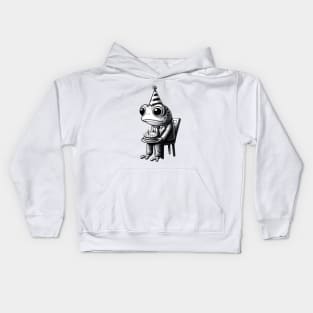 Sad frog Happy birthday Kids Hoodie